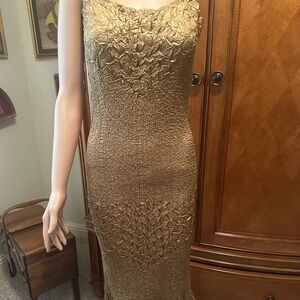 Gold Textured Midi Dress